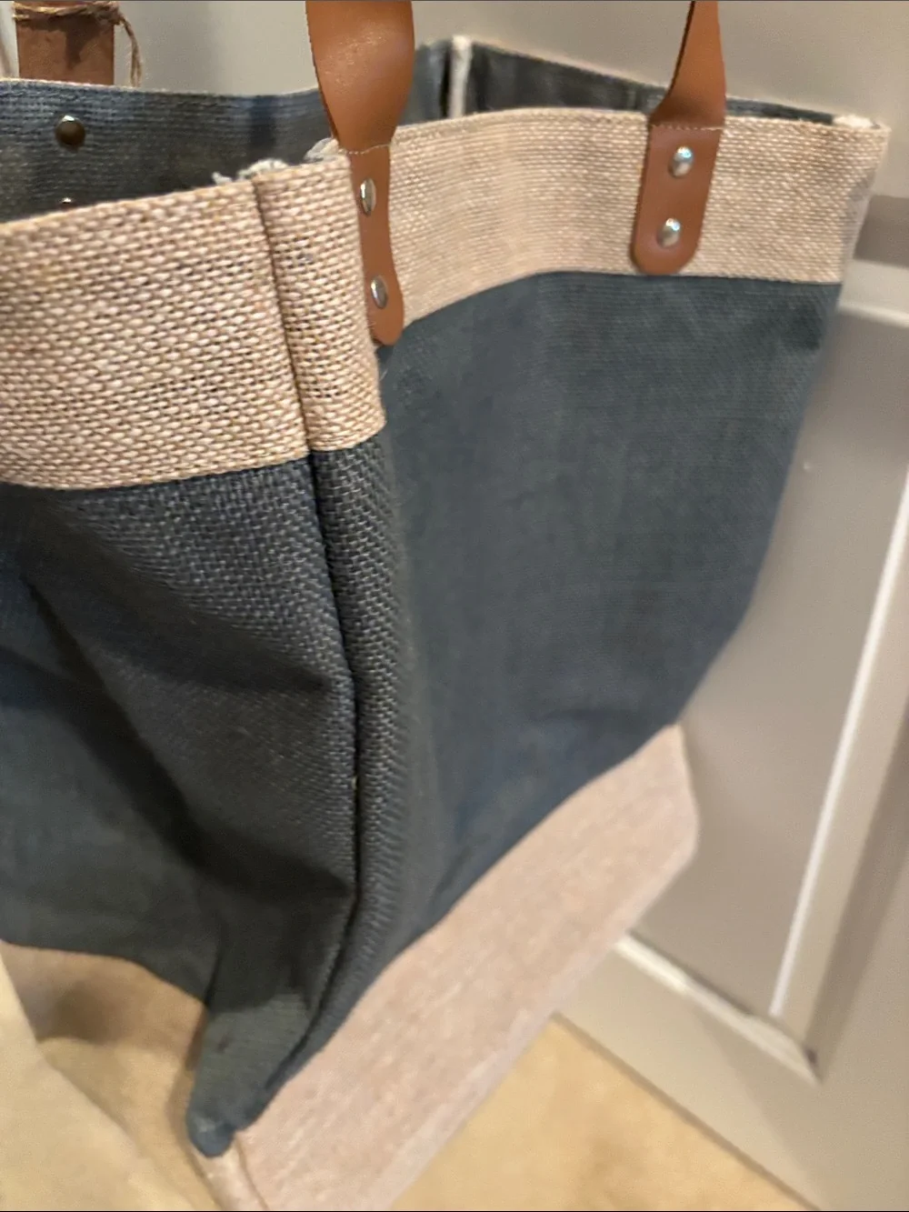 NWT - Farmers Market Canvas Tote Bag with Brown Straps